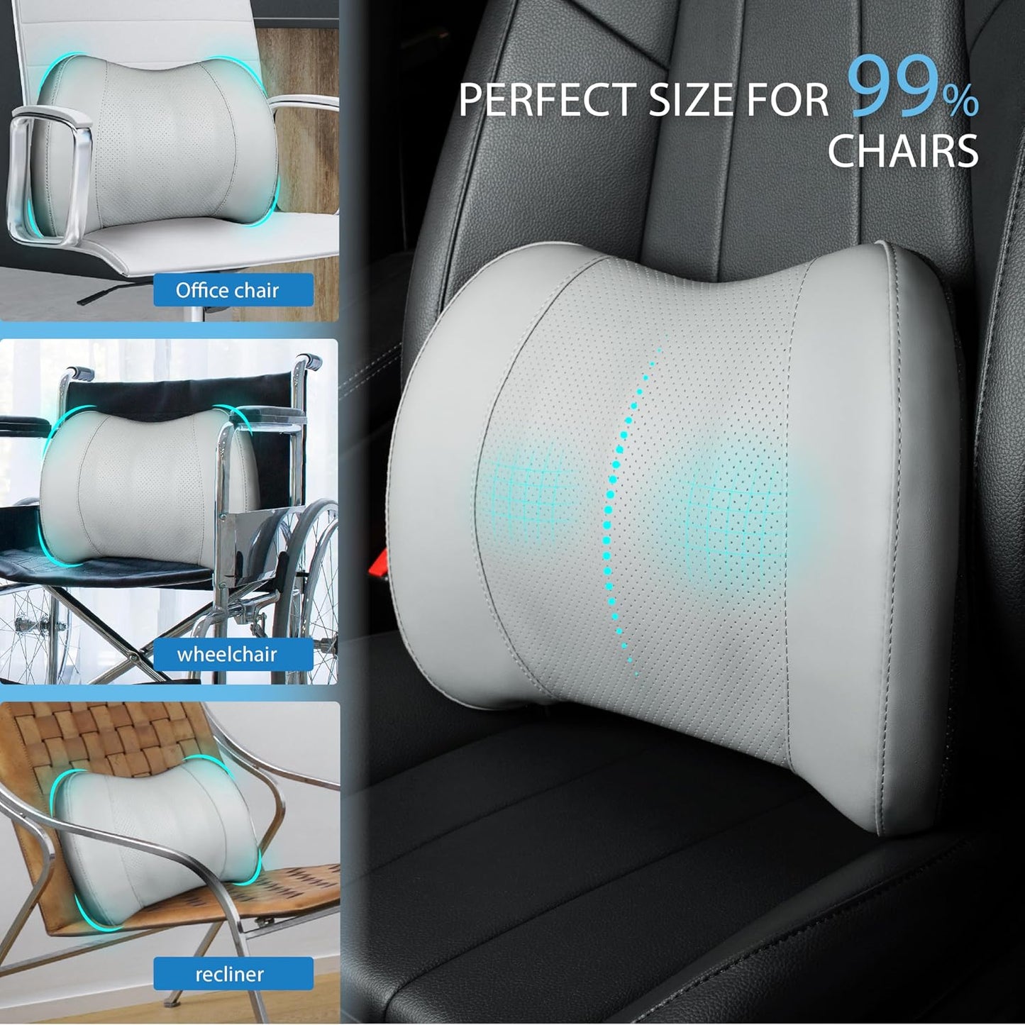 Lofty Aim Lumbar Support Pillow for Car, Car Seat Back Support for Driving | Memory Foam Car Lumbar Support for Driving Seat, Car Back Cushion, Adjustable Straps, Lower Back Pillow, Office Chairs, Black
