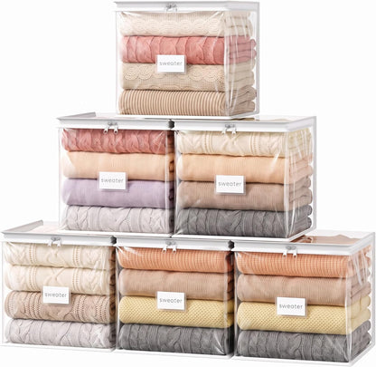 Lifewit Clear Zippered Storage Bags, Plastic Sweater Storage Bags Clothing Organizer for Blankets Linen Sweater Bed Sheet Quilt Clothes (15.7 x 13.8 x 3.9 Inch)