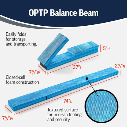 OPTP Balance Beam for Balance Training and Rehabilitation — Foam Balance Pad and Foldable Balance Beam for Physical Therapy, and Performing Stabilization and Coordination Exercises