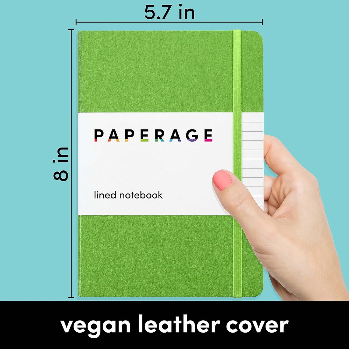 PAPERAGE Lined Journal Notebook, Hardcover Journal for Women & Men, 160 Pages, (5.6 in x 8 in), College Ruled Journaling Notebook for Work, School Supplies & Note Taking, (Black)