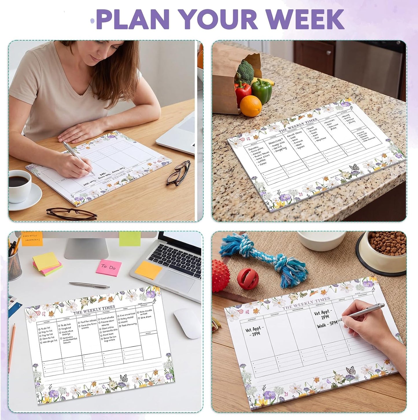 60 Sheets Weekly Pad, Tear Off Weekly Planner Notepad with Daily Schedule Weekly to Do List Notepad（7x10” ）