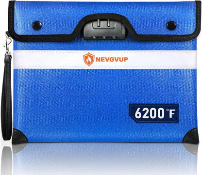 Upgraded 6200°F Fireproof Document Bag with Lock, Fire proof Money Bag for Cash with Zipper/Reflective Strip, 9 Layer of Heat Insulated Material, Water Resistant Fireproof Bags for Documents,Safe Bags