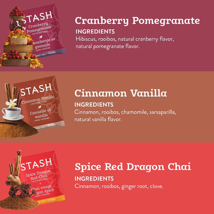 Stash Tea Soothing Herbal Tea 6 Flavor Variety Pack, 6 Boxes With 18-20 Tea Bags Each