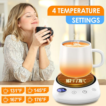 Coffee Mug Warmer - Fastest Heating & Highest Temperature, Coffee Cup Warmer for Desk Auto Shut Off, 4 Temp Settings & 1-12H Timer, Smart Electric Beverage Warmer for Coffee, Tea (Blue)
