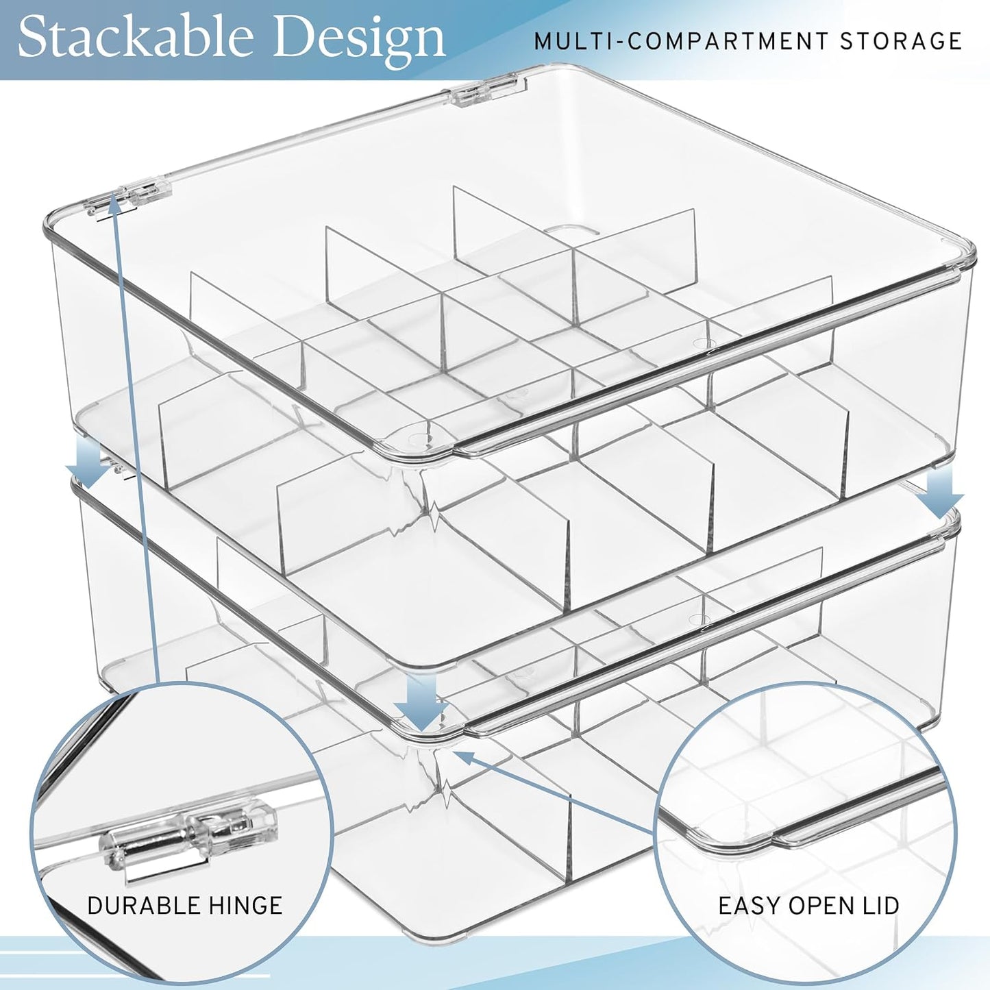 Sorbus Tea Bag Organizer, Stackable Tea Bag Storage Organizer with 12 Compartments and Hinged Lid, Plastic Tea Bags Holder for Kitchen Organizers
