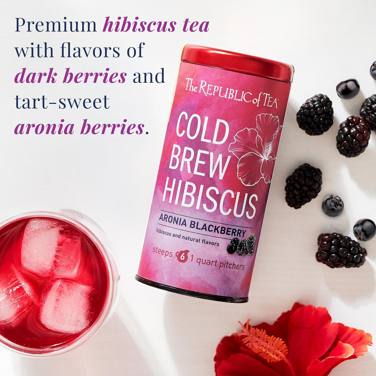 The Republic of Tea Cold Brew Hibiscus Aronia Blackberry Iced Tea