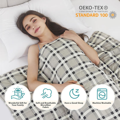 L'AGRATY Weighted Lap Pad 7lb: Small Weighted Blanket for Adults - Cooling Portable Travel Blanket for Relaxation Sleeping - Washable All-Season (29" x 24")