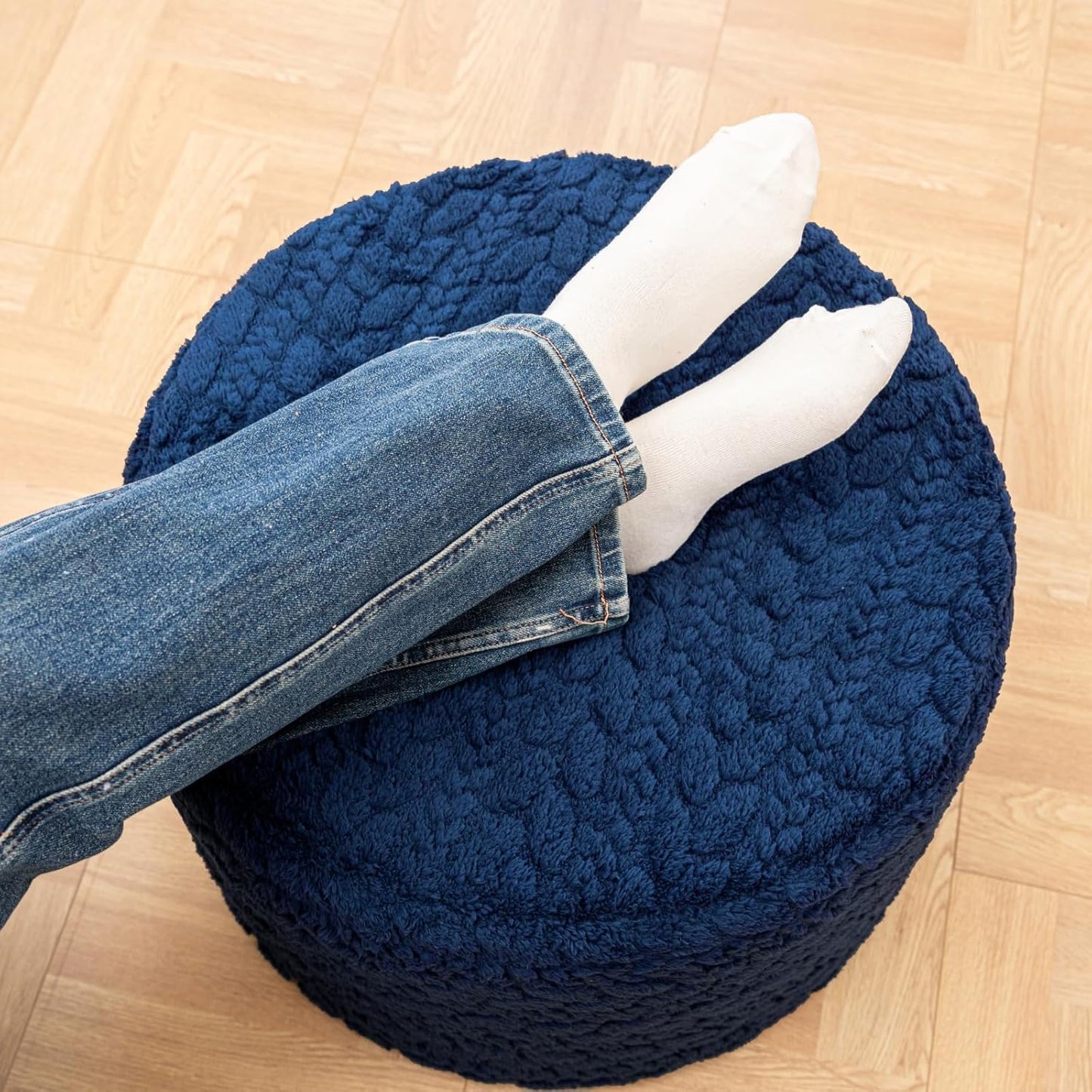 Round Pouf Ottoman 20 x 20 x 14 Inches Boho Poof Home Decor Floor Pouffe Ottoman Foot Rest for Couch Sofa Bean Bag Chairs Living Room Bedroom (Green)