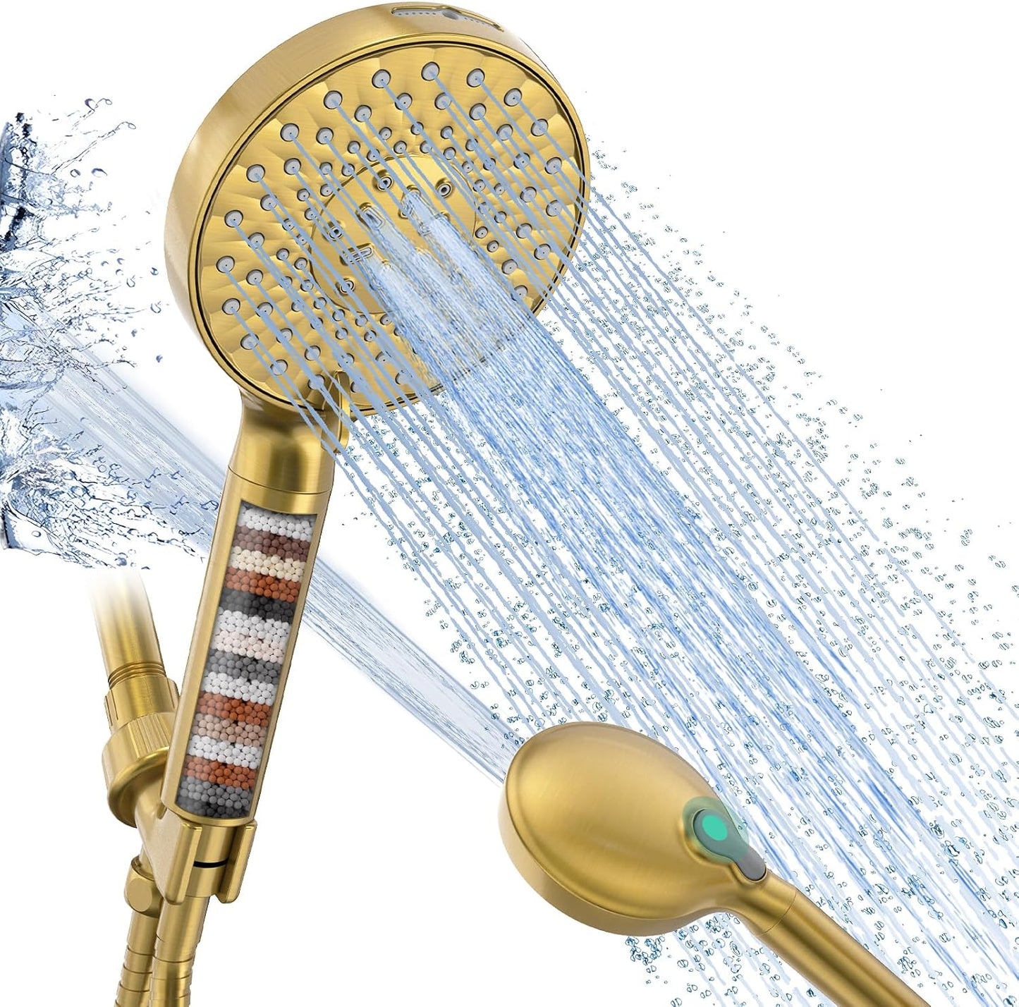 SR SUN RISE Filtered Shower Head with Handheld High Pressure 9 Spray Mode Showerhead Detachable Shower Head Water Softener Filters Beads for Hard Water Remove Chlorine 1 Filter Chrome