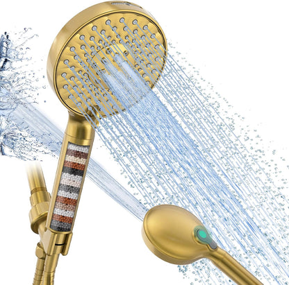SR SUN RISE Filtered Shower Head with Handheld High Pressure 9 Spray Mode Showerhead Detachable Shower Head Water Softener Filters Beads for Hard Water Remove Chlorine 1 Filter Chrome