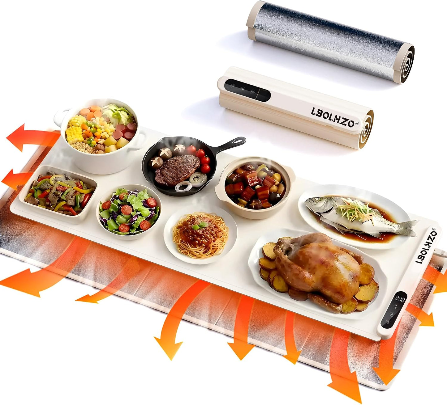 Warming Mat For Food Extra Large 36"x16" 580W Food Warming Mat With Heat Resistant Pad,Chafing Dishes for Buffet 6 Temp 6 Hour,Roll Up Food Warmers for Parties Buffet for Catering Gatherings