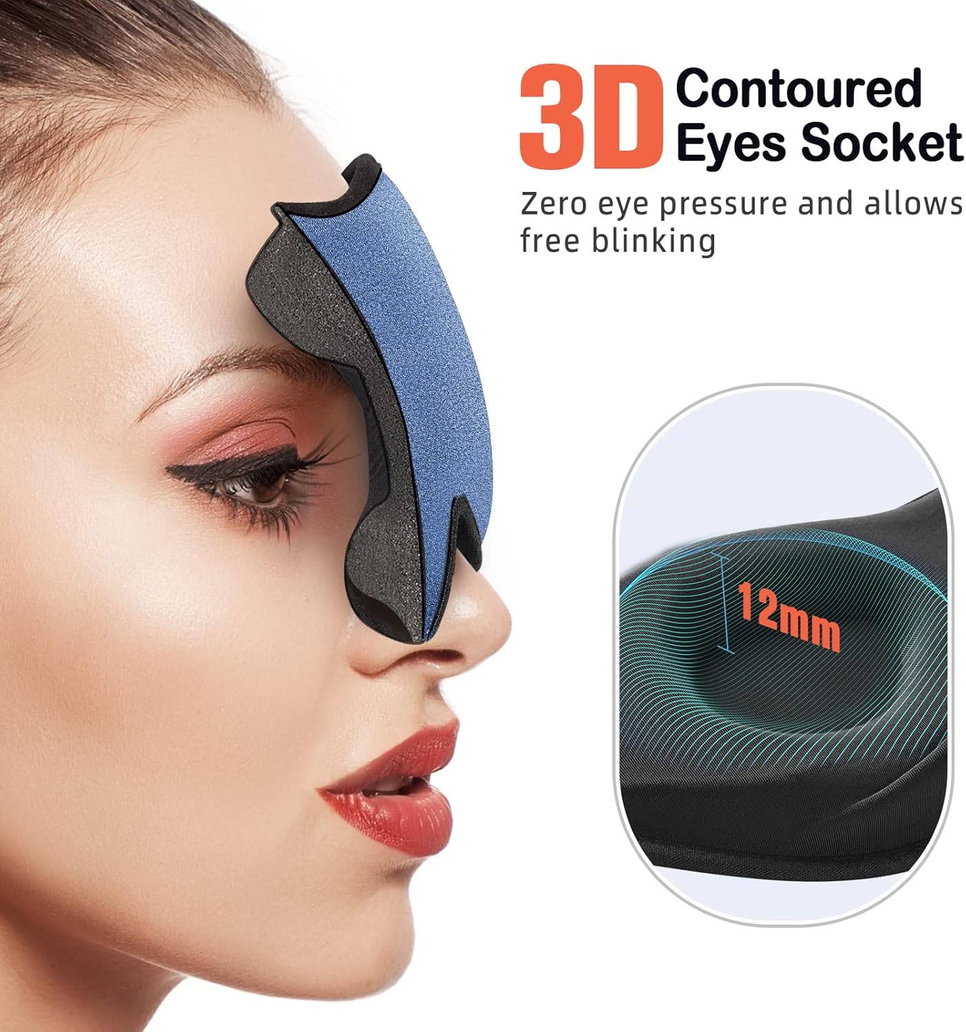 LitBear Sleep Mask for Side Sleeper Women Men, Eye Mask for Sleeping Light Blocking, 3D Contoured Cup Sleeping Mask, Soft Breathable Sleep Eye Mask with Adjustable Elastic Strap for Travel