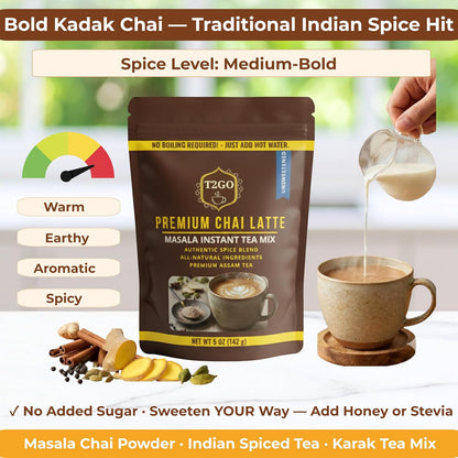 T2GO Unsweetened Masala Chai Tea Latte Powder, 5 oz