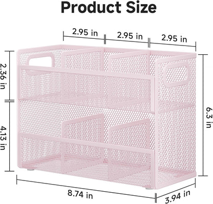 2 Tier Tea Bag Organizer, Mesh Tea Bag Holder with Handle, Teabag Holder, Tea Station Organizer for Countertop, Pantry, Kitchen, Cabinet -Black