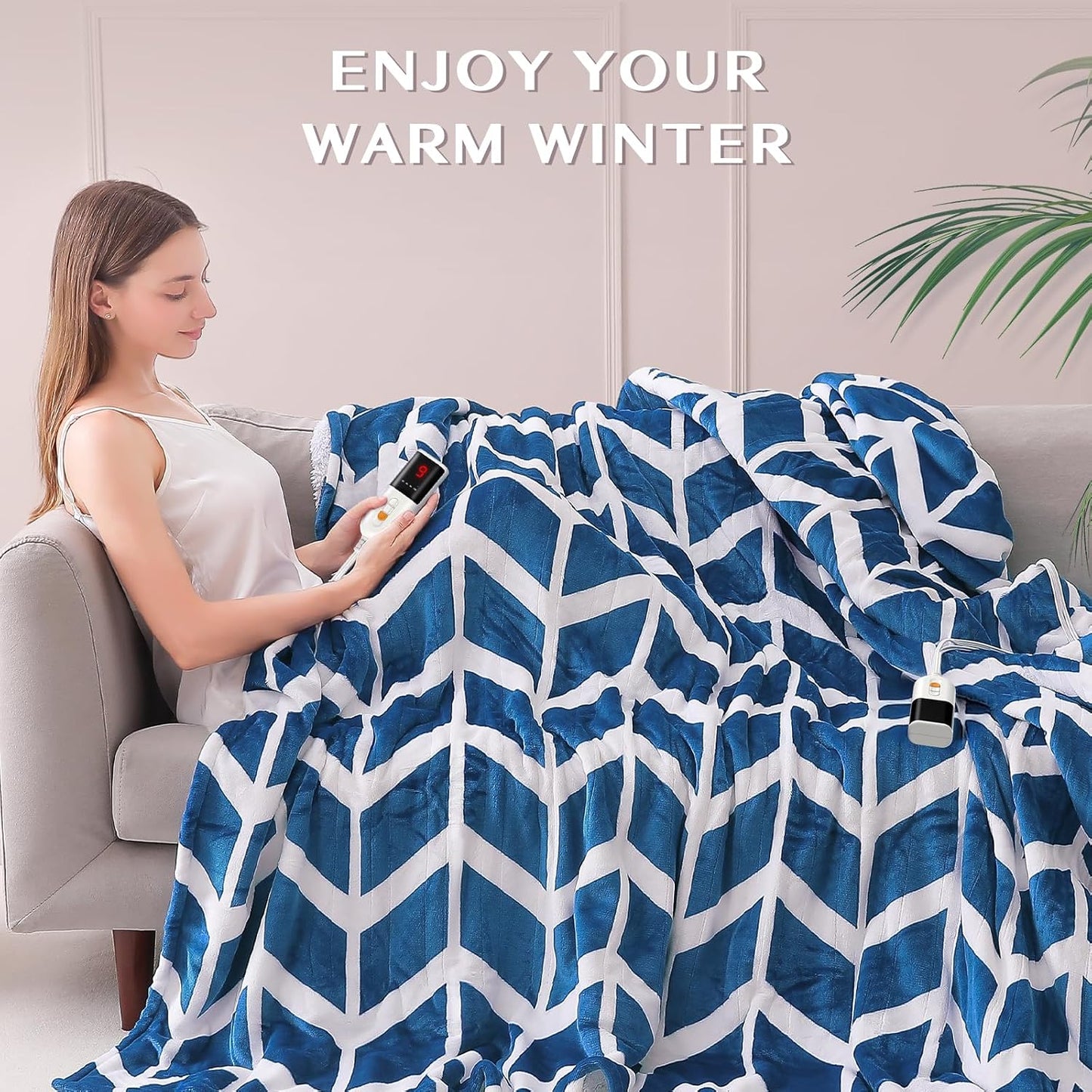 VENTIMI Electric Blanket Heated Throw, 50" x 60" Heated Blanket with 5 Heat Levels & 3 Hours Auto Off, Fast Heating Blankets with ETL & FCC Certification, Grey
