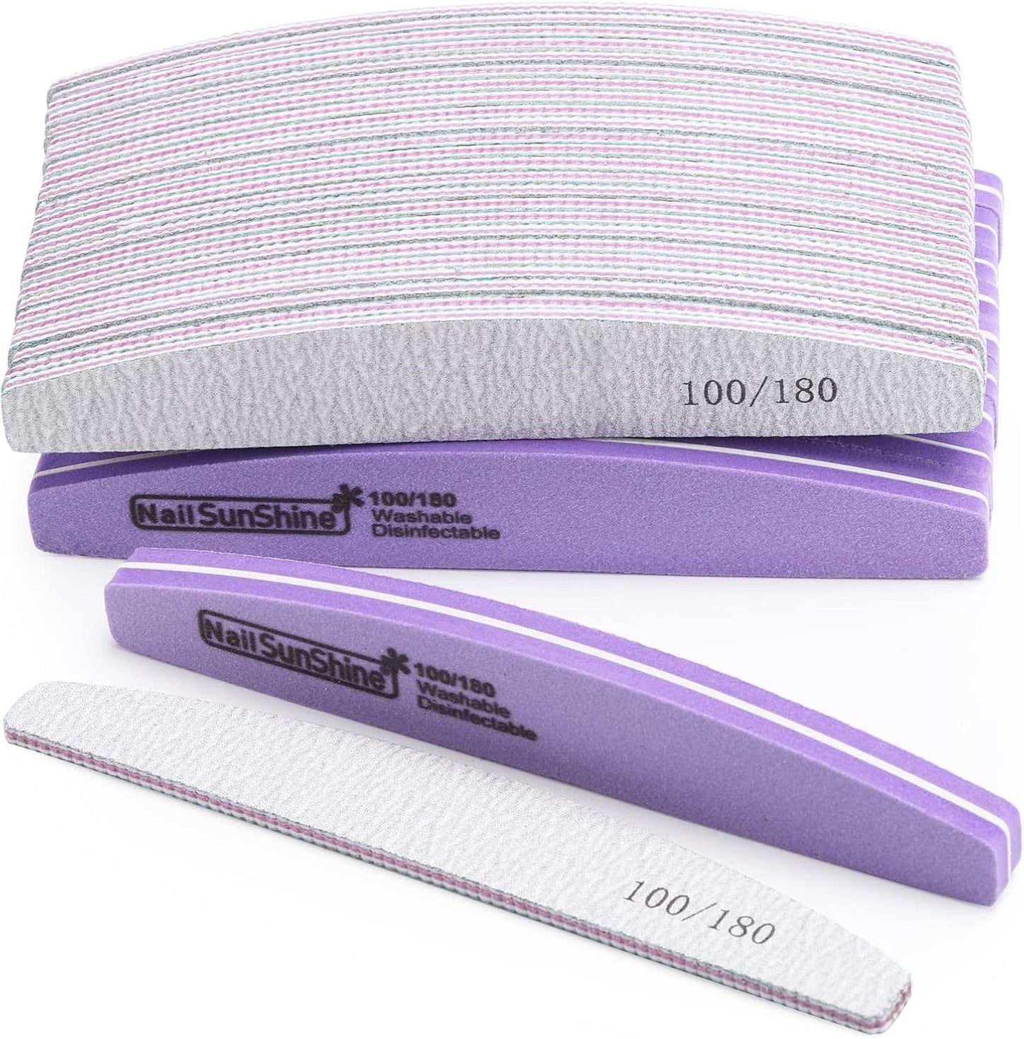 35 Count 100/180 Grit Nail Files and Buffers Kit, Reusable Sanding Buffing Blocks Sponge File Double Sides Emery Boards