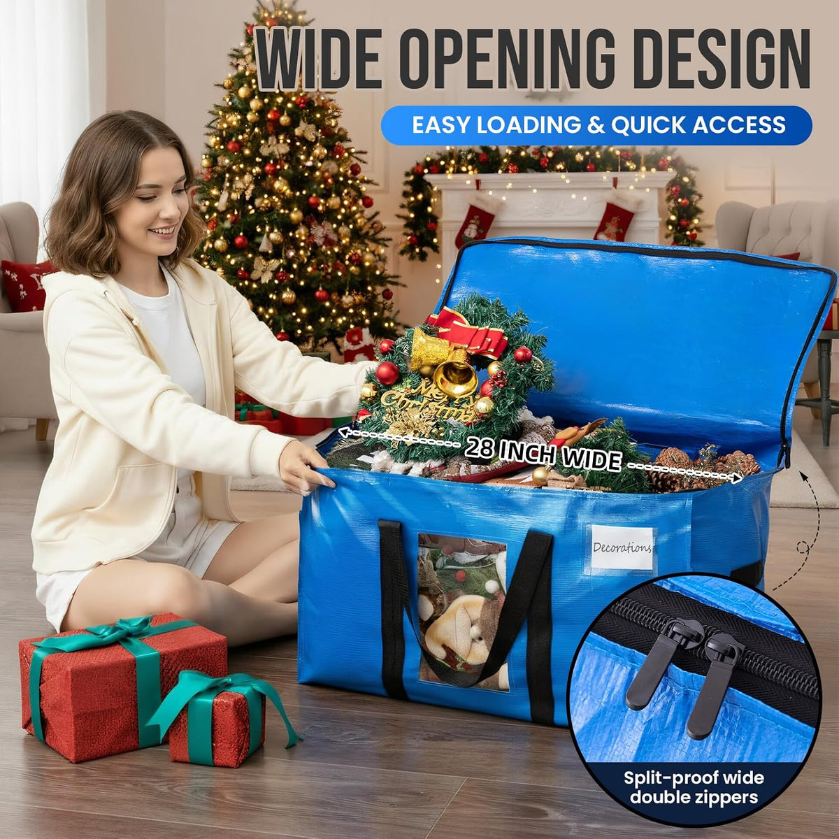 TAILI Blue Extra Large Moving Bags,Storage Bags with Visible Window
