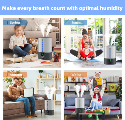 Coolfiqu 6L Humidifiers for Bedroom Large Room Home,Cool and Warm Humidifier for Baby and Plants Hot Mist Top Fill Desk Humidifiers Oil Diffuser,Quiet,Adjustable Mist,360°Nozzle-Black(2026 Upgraded)