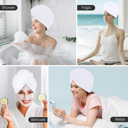 TENSTARS 5 Pack Thicken Microfiber Hair Towel Wrap for Women - Elastic Loop Design - 320GSM Coral Velvet - Quick Dry Hair Turban - 11x28 Inch (Pink)