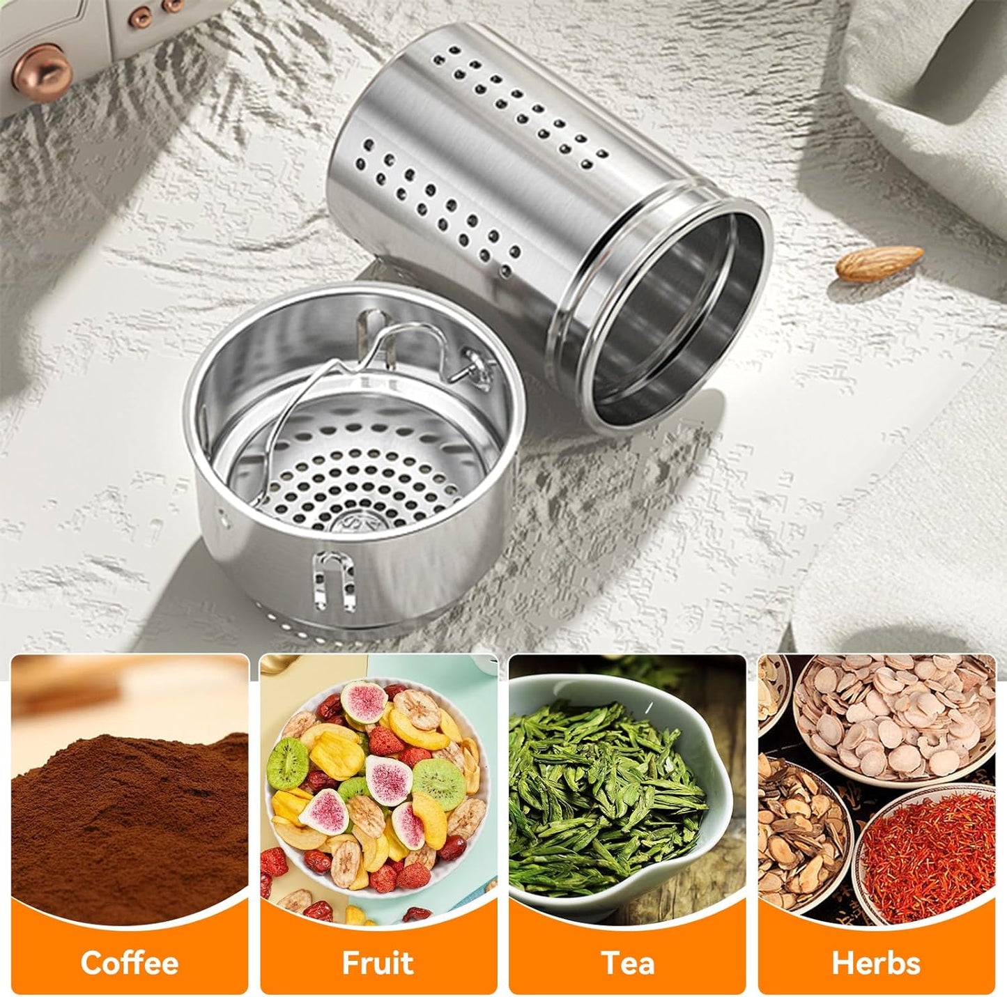 Stainless Steel Insulated Tea Infuser Bottle, Vacuum Insulated Water Bottle, Tea Tumbler with Separate Tea Compartment, 24-Hrs Insulation Commute Travel (White,32oz/1000ml)