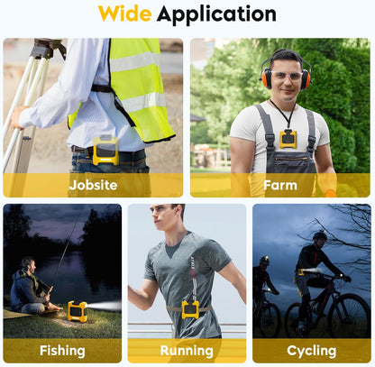 LOUISWARE Portable Waist Fan 10000mAh Rechargeable Waist Clip Fan 18000RPM With Max 12H Working Time 3-speed adjustment with LED flashlight Portable Fan for Outdoor Jobsite and etc