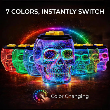 Wax Melt Warmer, Wax Warmer for Scented Wax with Light Bulb, Electric Skull Wax Burner, Halloween Fragrance Wax Melter for Home and Gifts (Rainbow Skull)