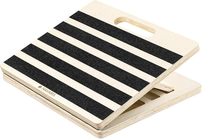 Navaris Slant Board Calf Stretcher - Adjustable Wood Incline Board for Stretching Calves - Wooden Exercise Wedge Tilt Ramp with Surface Grip