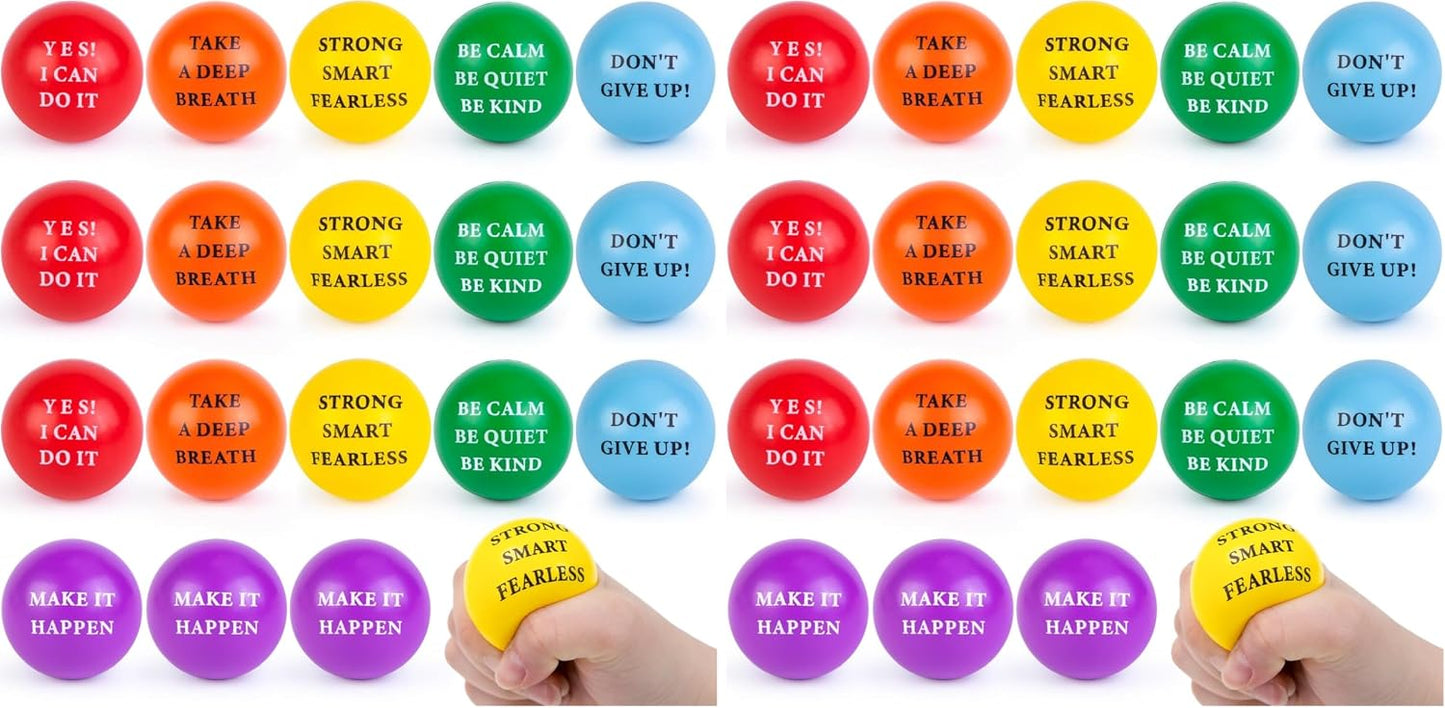 LOVESTOWN 18 PCS Motivational Stress Relief Balls, Squeeze Toys, 2 Inch