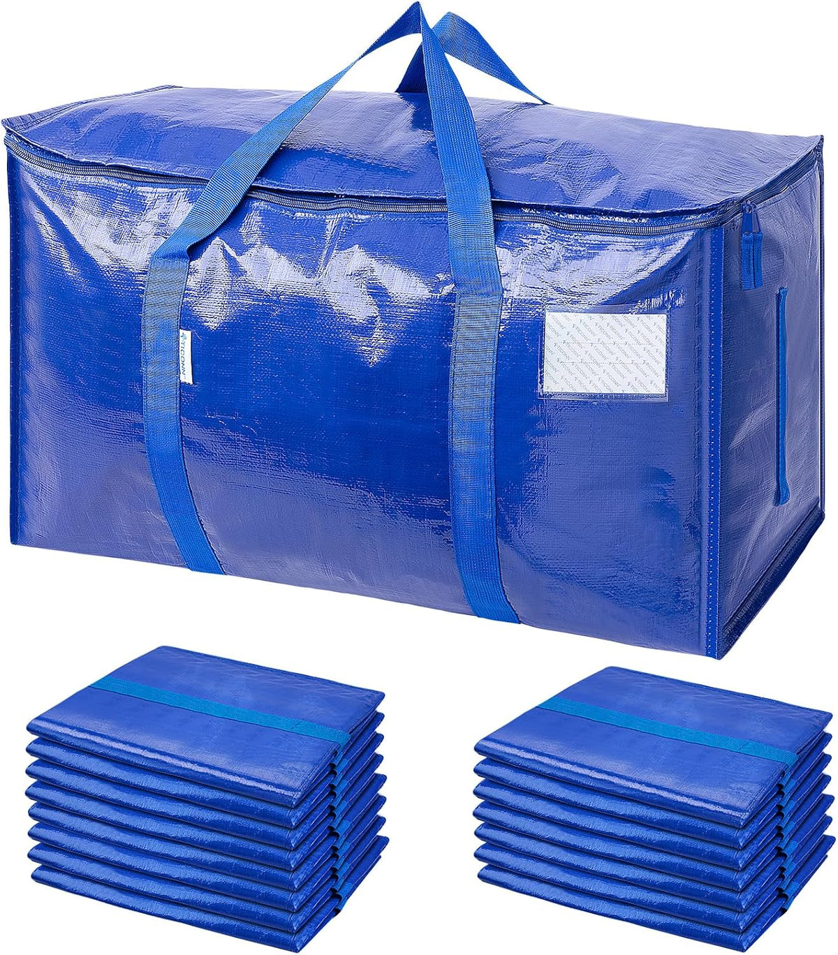 TICONN Extra Large Moving Bags Heavy Duty with Zippers & Carrying Handles, Durable Storage Bags Moving Boxes for Closet Organizers and Storage (Blue)