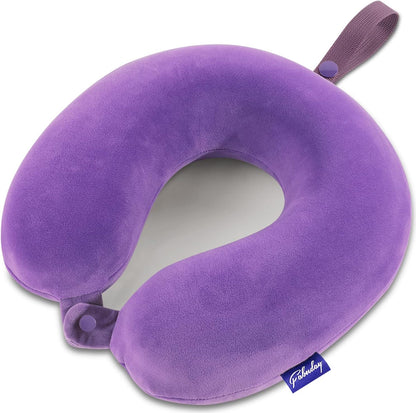 Travel Pillow Memory Foam for Airplanes - Neck Pillow for Traveling, Car, Home, Flight Pillow for Sleeping with Attachable Snap Strap Soft Washable Cover, Provide Head Neck Support Rest, Dark Gray