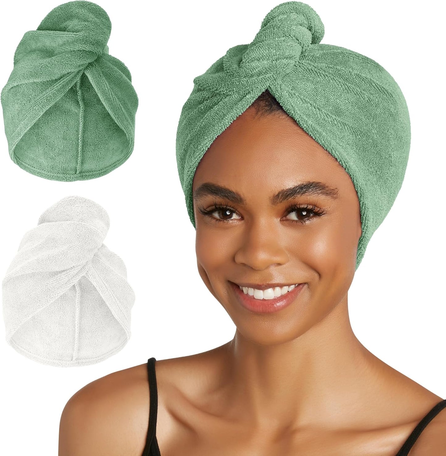 Turbie Twist 2-Pack Microfiber Hair Towel for Beauty, Travel, Gifting - Hair Wrap Turban for Straight, Wavy & Curly Hair - Premium Personal Care - Dark Purple & Light Purple