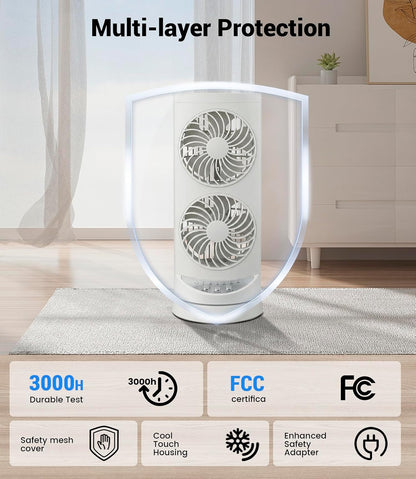Personal Tower Cooling Fans that Blow Cold Air, Standing Small Desk Fan with 3 Speeds & Timer, 60° & 110° Oscillating Table Fan, Quiet and Safe Electric Floor Fan for Bedroom, Bedside, Home, Office
