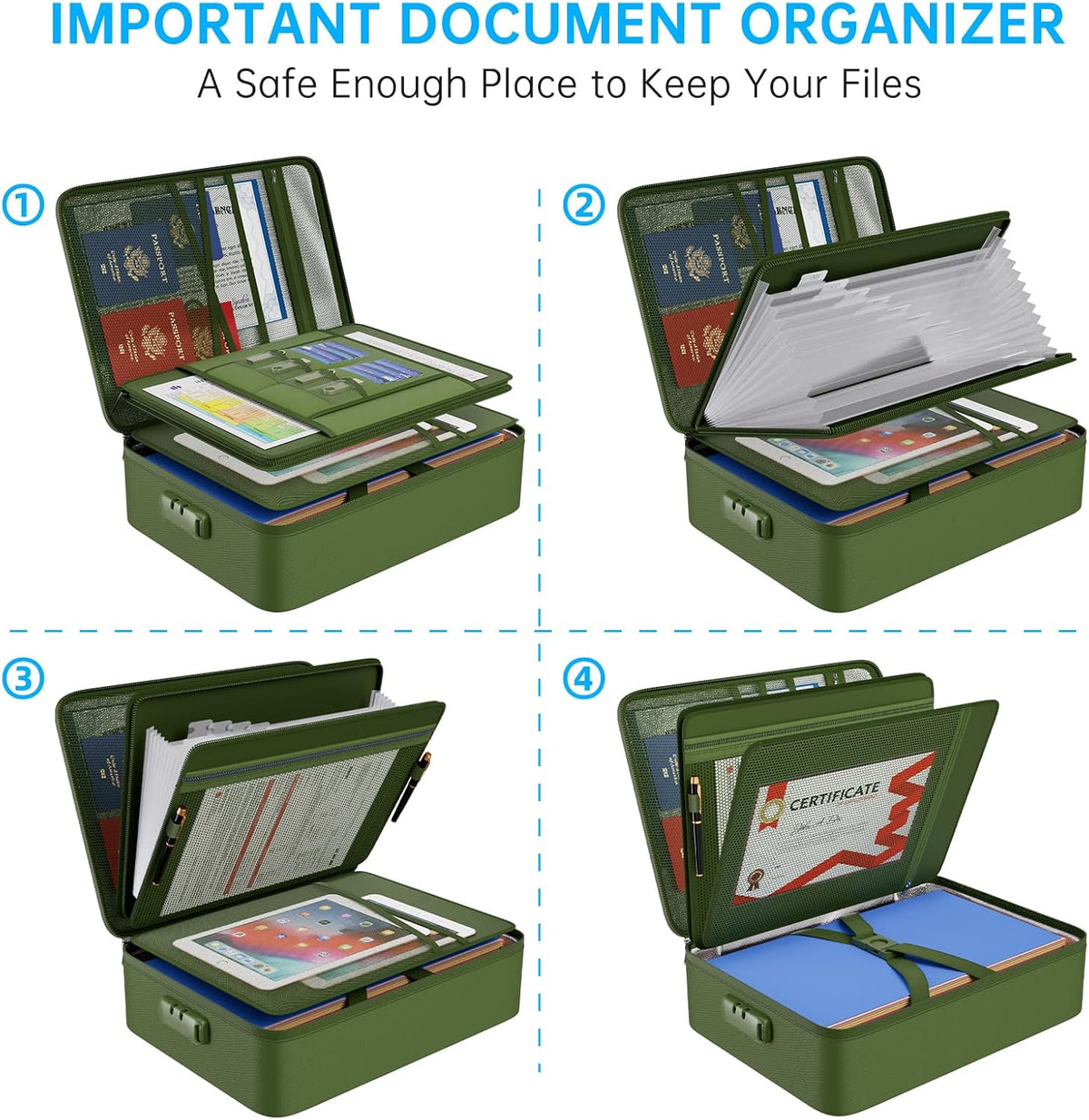 ENGPOW Fireproof File Organizer Bag with 13 Pockets Accordion File Folder