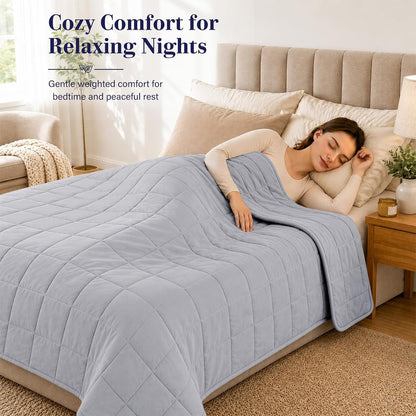 L'AGRATY Weighted Lap Pad 7lb: Small Weighted Blanket for Adults - Cooling Portable Travel Blanket for Relaxation Sleeping - Washable All-Season (29" x 24")