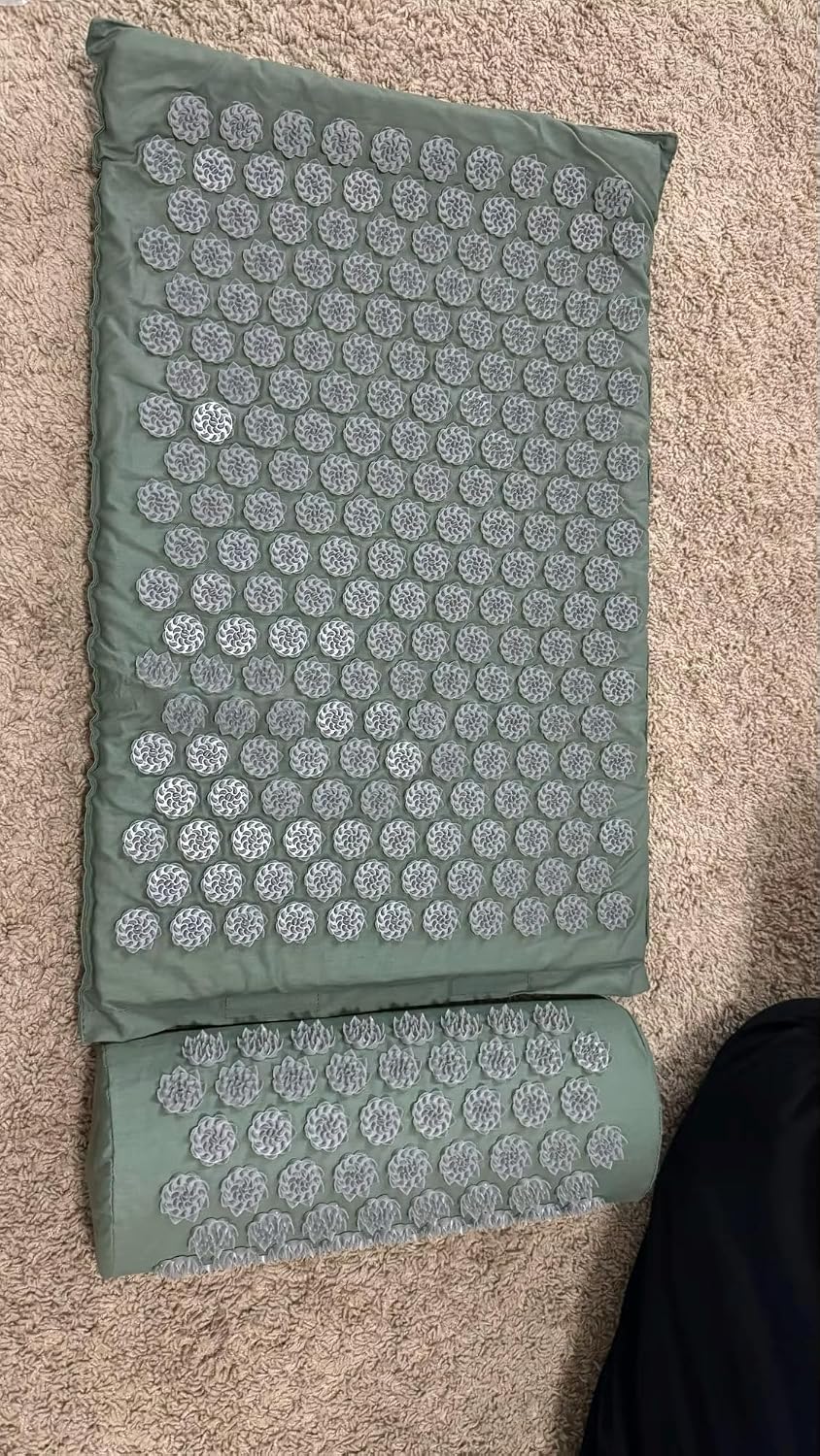 Acupressure Yoga Mat & Pillow Set | Kuznetsov's Applicator for Deep Tissue Massage | Relieves Back, Neck & Foot Pain | Spike Mat for Stress Relief, Fitness & Relaxation