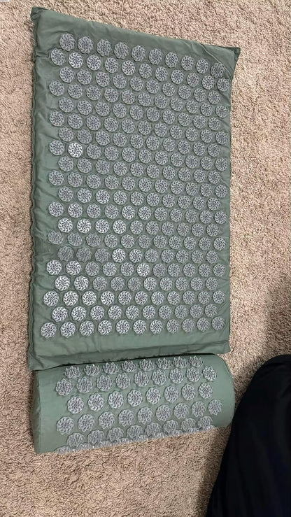 Acupressure Yoga Mat & Pillow Set | Kuznetsov's Applicator for Deep Tissue Massage | Relieves Back, Neck & Foot Pain | Spike Mat for Stress Relief, Fitness & Relaxation