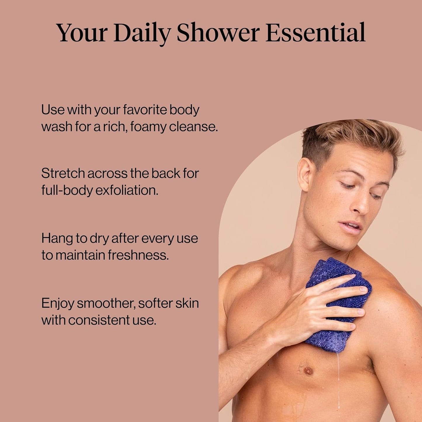 Kitsch African Net Sponge – Exfoliating Body Scrubber for Cleansing & Gentle Daily Exfoliation – Stretchable Bath Sponge for Hard-to-Reach Areas, Long-Lasting Shower Essential - Aqua Grey, 3 Pcs
