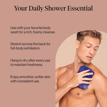 Kitsch African Net Sponge – Exfoliating Body Scrubber for Cleansing & Gentle Daily Exfoliation – Stretchable Bath Sponge for Hard-to-Reach Areas, Long-Lasting Shower Essential - Aqua Grey, 3 Pcs