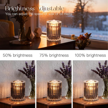 Candeldo Wax Melt Warmer with Timer: Wax Melter for Scented Candle Electric Glass Candle Burner with 2 Light Bulbs Housewarming New Home Decor for Women