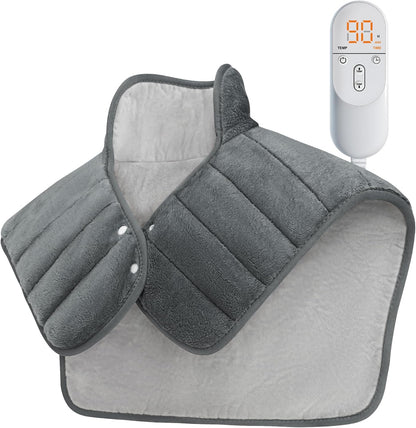 Heating Pad for Neck and Shoulders and Back Weighted,24x23In,Silver Grey