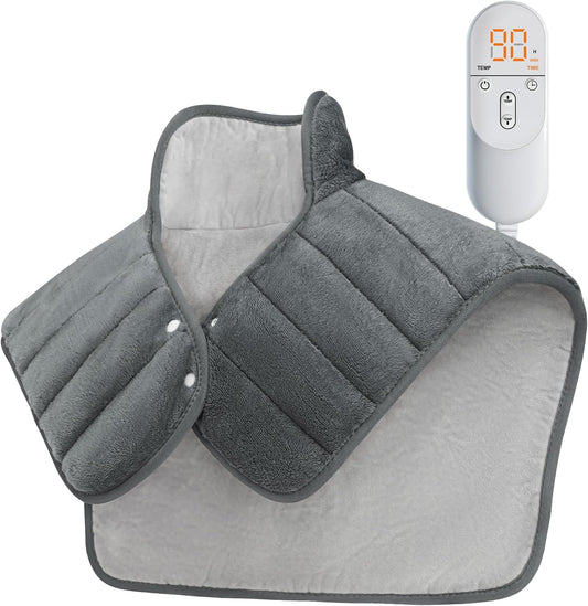 Heating Pad for Neck and Shoulders and Back Weighted,24x23In,Silver Grey