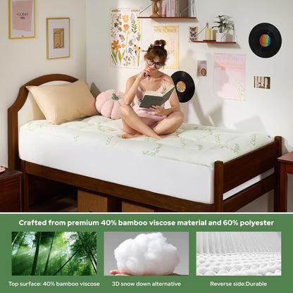 BEDLORE King Mattress Topper Viscose Derived from Bamboo, Thick Pillow Top Mattress Pad with Stretchable Pockets for 6"-18" Mattress, Soft Breathable Mattress Topper for Back Pain Relief(Dark Gray)