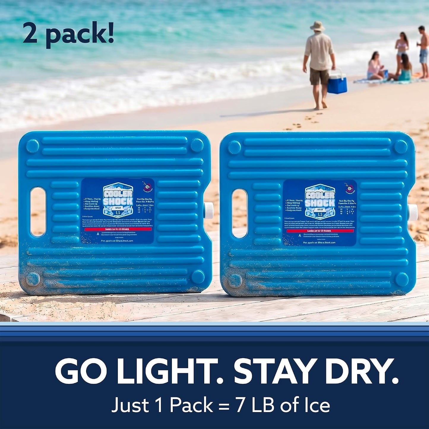 Cooler Shock Ice Packs - Reusable, Premium, Large Pack and Lunch Set for Long Term Use - Cools Faster Than Ice - Cooler Accessories
