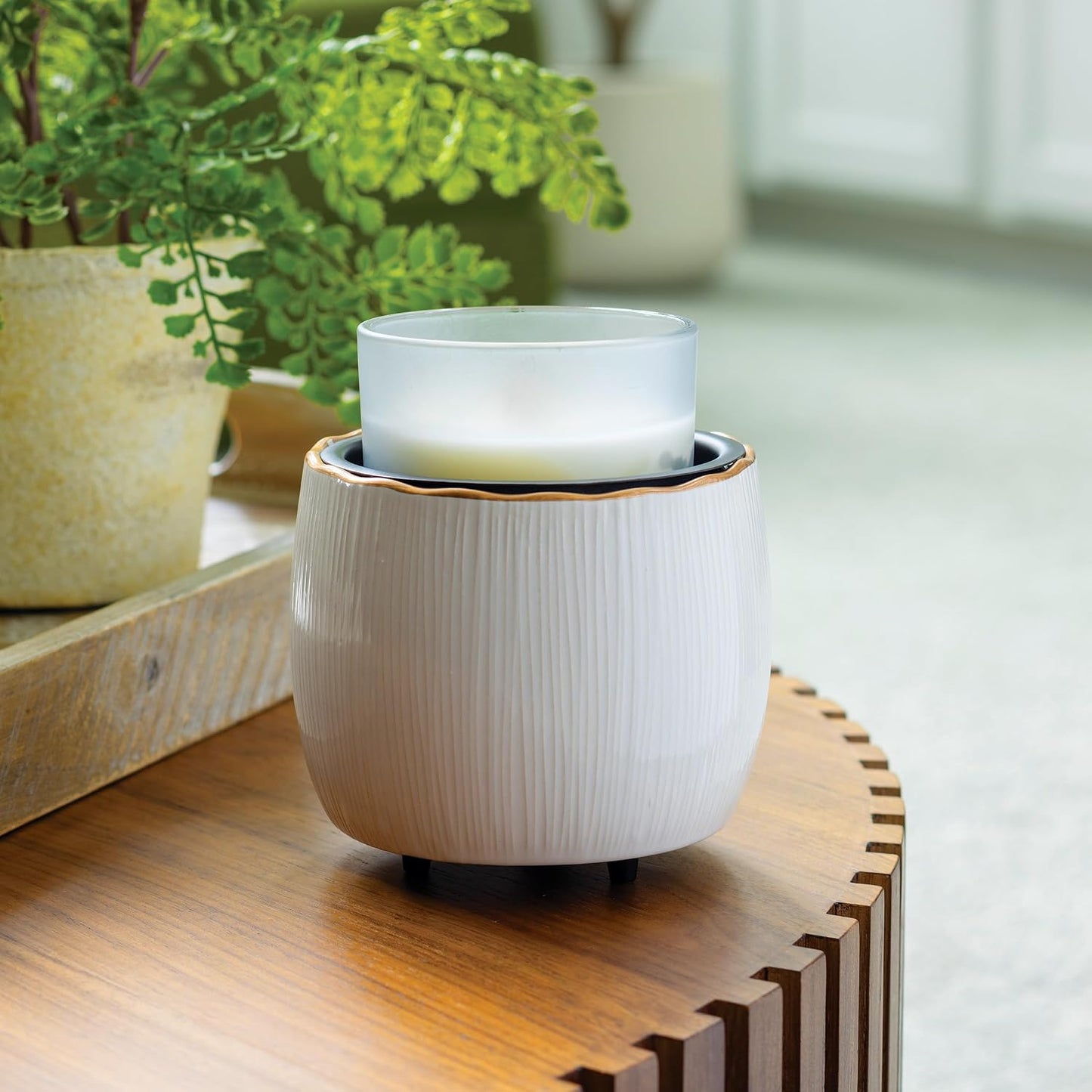 Candle Warmers ETC. Illumination Fragrance Warmer- Light-Up Warmer for Warming Scented Candle Wax Melts and Tarts or to Freshen Room, White Harmony
