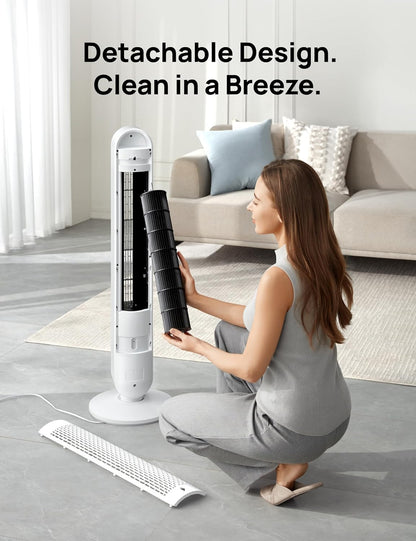 DREO Smart Tower Fan for Bedroom, 28ft/s Velocity, 8 Speeds Ultra Quiet Fan