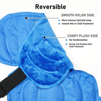 Shoulder Ice Pack Wrap, Larger Rotator Cuff Cold Therapy Support Brace for Shoulder Pain Relief, Reusable Gel Hot Cold Compress for Sports Injuries, Tendonitis, Surgery Recovery