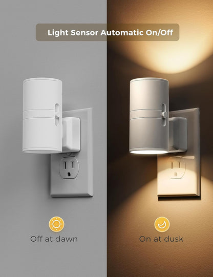 L LOHAS LED Night Light, Amber Nightlight, Dimmable Night Light 100LM, Light Sensor, Yellow Nightlight, Sleep Light for Kids, Soft & Warm Light for Bedroom, Hallway, Bathroom, 2 Pack