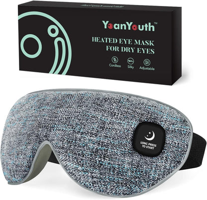 YoanYouth Heated Eye Mask for Dry Eyes, FSA Eligible HSA, Cordless Warm Compress for Eyes, Light Blocking Eye Heating Pad, Styes, Sleep, Cover Washable, Rechargeable, Light Blue