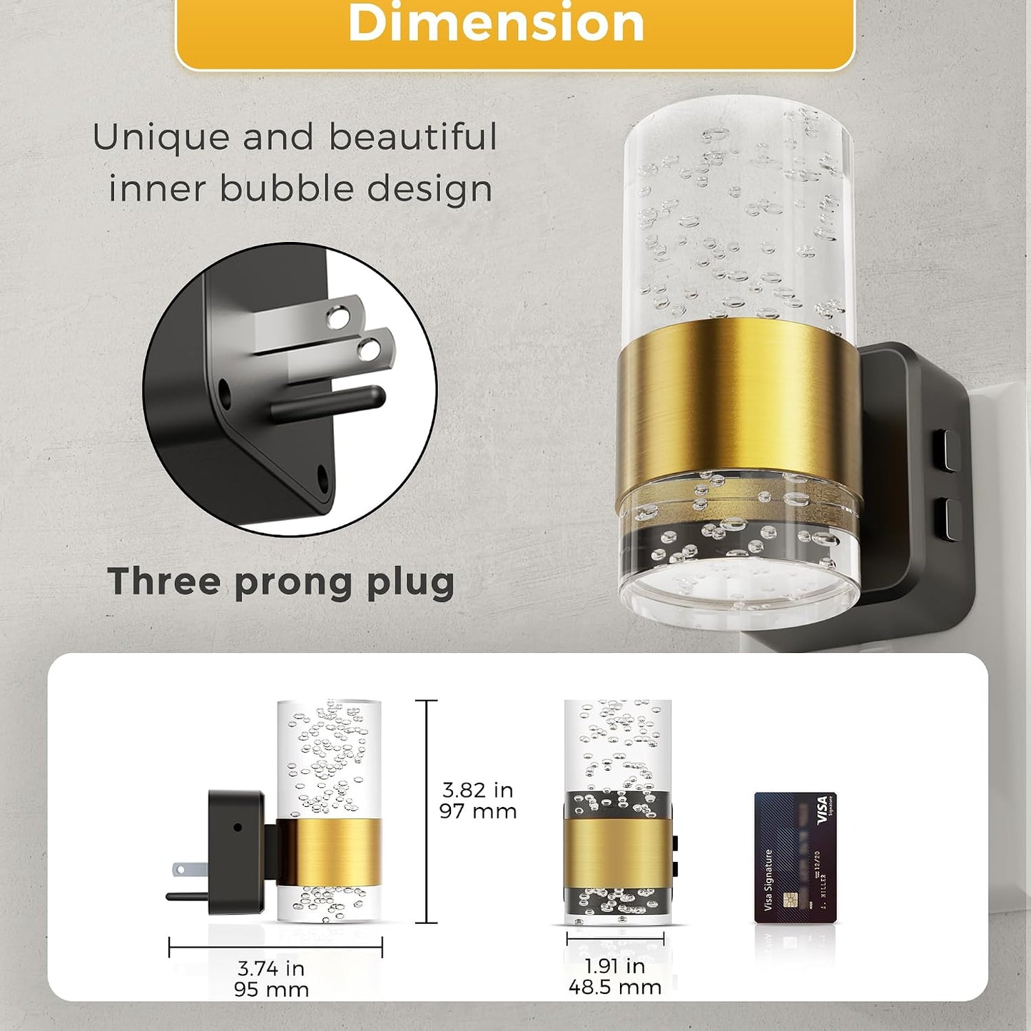 L LOHAS LED Night Lights Plug into wall, Amber Night Light with Adjustable Brightness, Plug in NightLight with Auto Light Sensor, Wall Sconce-Style Design Night Light for Bathroom,Hallway, 2 Pack
