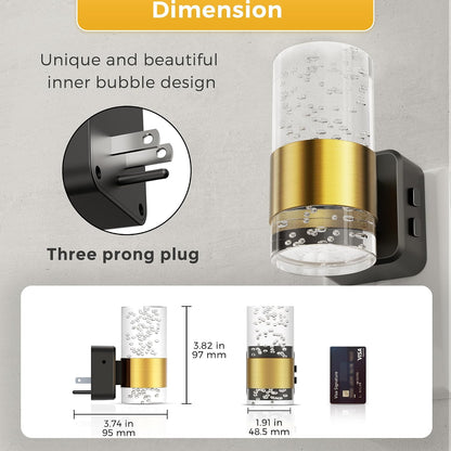 L LOHAS LED Night Lights Plug into wall, Amber Night Light with Adjustable Brightness, Plug in NightLight with Auto Light Sensor, Wall Sconce-Style Design Night Light for Bathroom,Hallway, 2 Pack